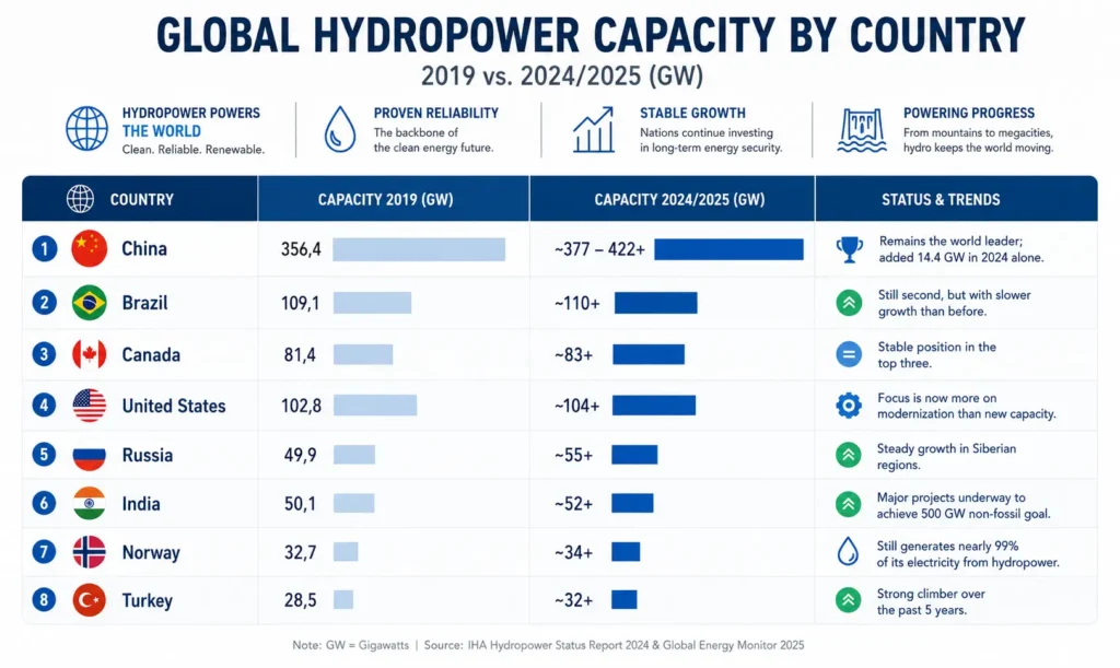 Global hydropower energy statistics